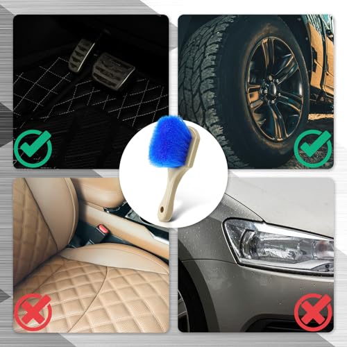 2 Pcs 10 Inch Car Wash Brush Head with Soft Detailing Bristle, Blue - view 6