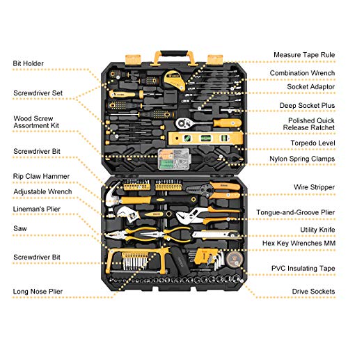 228 Piece Socket Wrench Auto Repair Tool Combination Package Mixed Tool Set Hand Tool Kit with Plastic Toolbox Storage Case - view 3