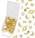 Cosmos Themed Resin Fillers Charms Beads 42Pcs Gold Alloy Star Moon Planet Filling Accessories for Epoxy Resin Craft Jewelry Making