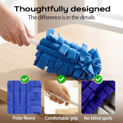 Reusable Duster Refills, Fleece Duster Refill Reusable Dusters for Cleaning, Electrostatic Duster Refills Washable Cleaning Pads Tools for Home, Blinds, Car, Furniture (5 Colors*1) - view 3