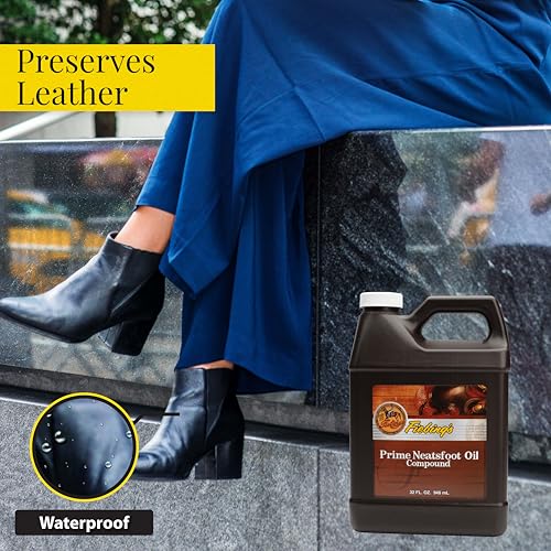 Prime Neatsfoot Oil 32 Fl Oz - Leather Conditioner & Preservative with Synthetic & Natural Animal Oil - Waterproof, Soften, Restore & Strengthen Leathercraft Shoe, Boot, Saddle, Couch, Purse - view 2