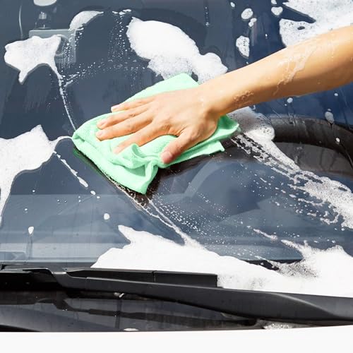 Microfiber Cleaning Cloths, Ultra-Soft and Highly Absorbent, Streak-Free, Lint-Free, Scratch-Free, Washable, for Car Detailing and Glass Cleaning, 16" x 12", Green/Gray/Pink, 24-Pack - view 4