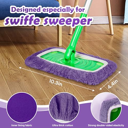 5 Pack Reusable Microfiber Mop Pads Compatible with Swiffer Sweeper Mop, Wet and Dry Flat mop Cover, Washable Mop Pads for Surface/Hardwood Floor Cleaning (Mop is Not Included) - view 3