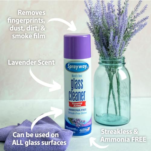 Glass Cleaner Lavender Scent Foaming Aerosol Spray, 19oz, Pack of 6 | Ammonia-Free, Streakless, Fast-Acting | Cleans & Polishes Glass Surfaces | Removes Fingerprints, Dust, Dirt, Smoke Film - view 7
