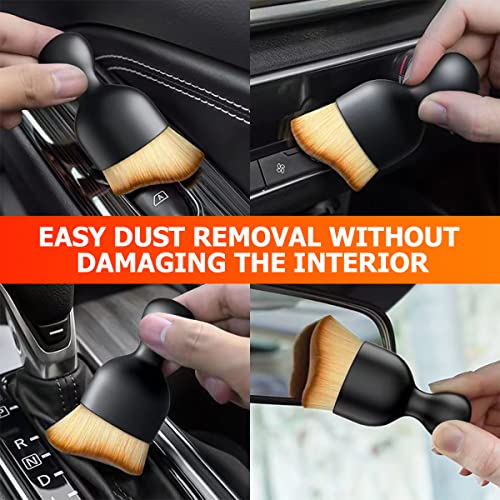 Car Interior Detailing Brush, Auto Soft Hair Cleaning Brushes, Curved Dirt Dust Collectors, Removal Tool for Dashboard Air Conditioner Vents Leather, Scratch Free (Black/1PCS) - view 4