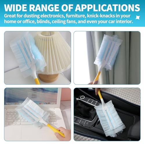 30 Count Microfibre Feather Duster Refills Compatible with Swiffer Dusters, Disposable Static Dust Removal Refills, Multi-Surface Duster with 1 Pcs Short Handle(Unscented, Pack of 1) - view 4