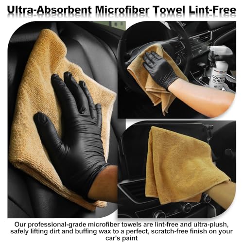10PCS Car Cleaning Kit, Car Detailing Kit Interior Cleaner, Long Bristle Horse Hair Leather Cleaning Brush, Car Detailing Brushes, Microfiber Cloth & Applicator, Car Cleaning Supplies for Interior - view 5
