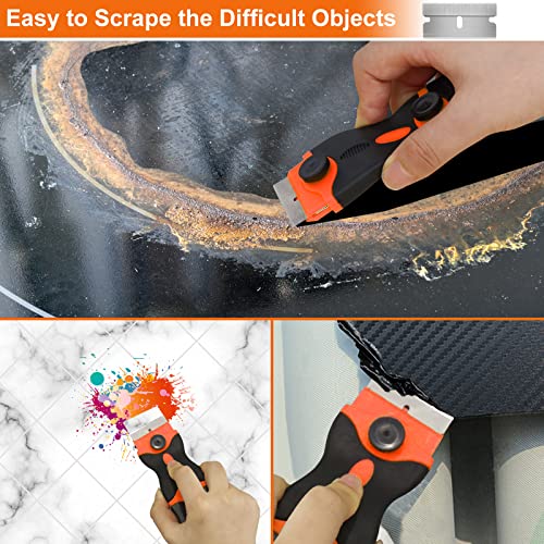 Razor Blade Scraper with 20Pcs Extra Blades, Orange - view 3