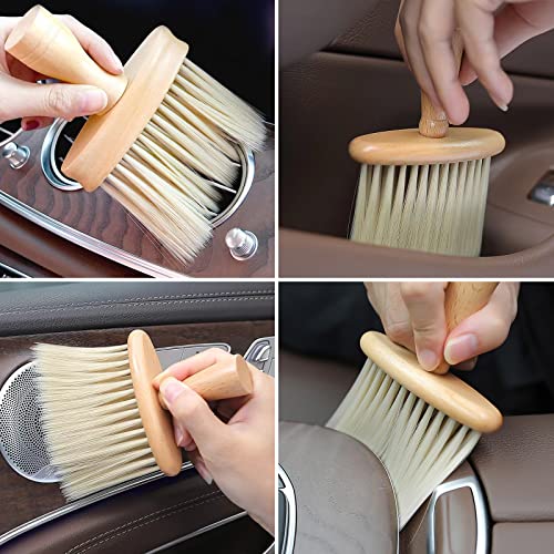 High Density Ultra Soft Detail Brush Car Interior Dust Brush Accessories Car Detailing Brush Soft Hair Wooden Brush Deep Cleaning Tool Kit Keyboards Laptop Sofa Dusting Brush (A-1PC) - view 3