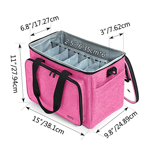 Knitting Bag, Yarn Storage Organizer Crochet Bag Tote, Pink - view 6