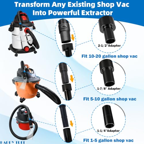Universal Fits All Brands' Shop Vacs with 2-1/2" & 1-7/8" & 1-1/4" Adapter Clear Extraction Accessory for Auto Detailing, Shop Vac Extractor Attachment Kit for Wet-dry Vacuum Cleaners - view 2