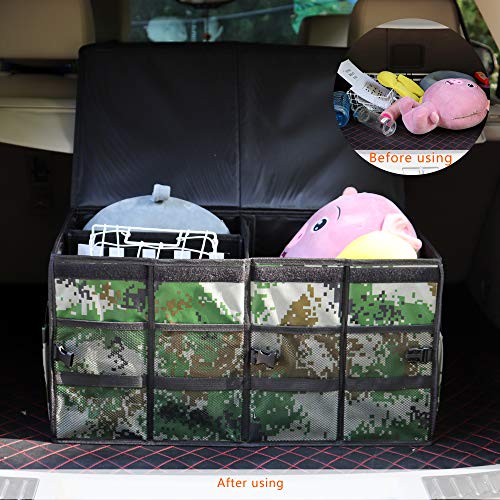 Car Trunk Organizer Collapsible Portable Multi Compartments Organizer with Non Slip Straps for SUV Truck Auto Vehicle Car Auto Minivan (Large covered, Camouflage) - view 3