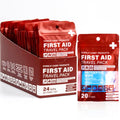 Travel Bandage Pack | 24 Individual Packets, Bulk Portable Mini First Aid Kit with 20 On-the-Go Essentials | Compact Water-Resistant Reusable Pouch to Clean, Cover & Protect