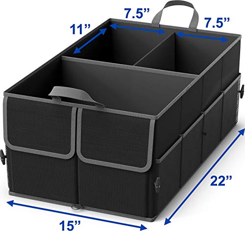 Foldable Car Trunk Organizer for SUV, 3-Compartment, Black - view 3
