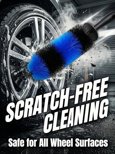 Wheel & Tire Brush, Long Soft Bristle, Easy Reach for Rims (Blue) - view 3