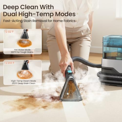 Portable Steam Carpet Cleaner, 203°F Steam & 18,000Pa Suction (Green) - view 2