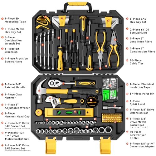 209 Piece Tool Kit for Home Socket Wrench Auto Repair Tool Set,General Household Tool box,Basic Hand Tool Kit,Perfect for Homeowner, Diyer, Handyman - view 2