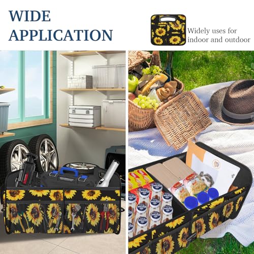 Car Trunk Organizer, Car Storage Organizer with Large Capacity Waterproof Collapsible Trunk Organizer for Car Suv/Jeep/Sedan (Sunflower, Standard) - view 6
