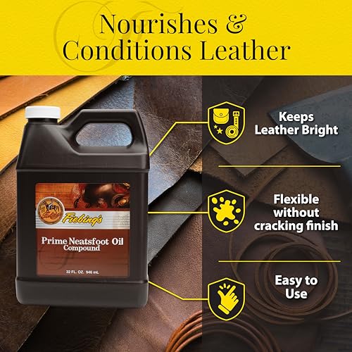 Prime Neatsfoot Oil 32 Fl Oz - Leather Conditioner & Preservative with Synthetic & Natural Animal Oil - Waterproof, Soften, Restore & Strengthen Leathercraft Shoe, Boot, Saddle, Couch, Purse - view 4