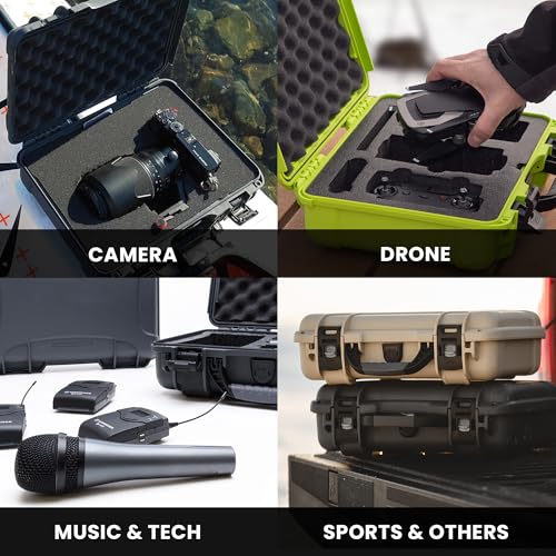 909 Travel Hard Case with Customizable Cubed Foam – Waterproof Camera Case, 12.6” x 9” x 4.4”, Lightweight, Lockable, Dustproof, Impact-Resistant & Durable Protective Case – Graphite - view 7