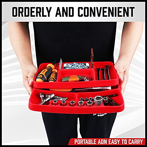 Premium Silicone Tool Tray, Automotive Non-Slip Flexible Silicone Tool Trays, Tool Organizer | 2 Piece Multi Purpose Mats with Magnetic Small parts Tray - view 5