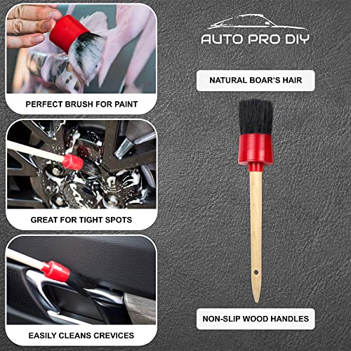 11 Piece Car Detailing Kit Set - Car Wheels, Exterior, Interior Cleaning Detail Supplies - Boars Hair, Stainless Steel Wire, Duster Brushes - view 3