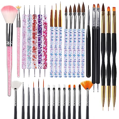 35pcs Nail Art Pens brushes,Nail Art Tool Set,Nail Dotting Tools,Nail Dust Brush,Striping Nail Art Brushes for Long Lines,Nail Drawing Pen For Nail Design