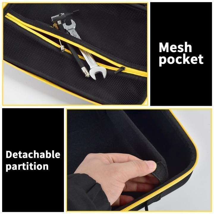 Hard Storage Tools Case, Store for DeWalt Drill Tools & Angle Grinder/for AstroAI Tire Inflator and More - 12"x8"x2" with Mesh Pocket & Comfort Handle - view 5