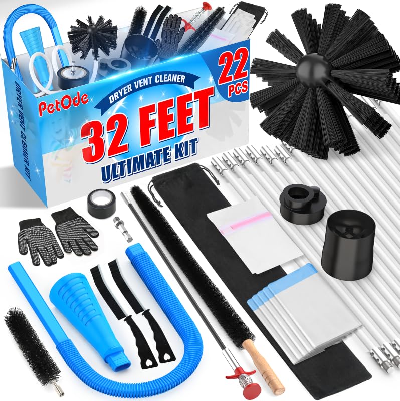 22-Pieces 32-Feet Dryer Vent Cleaner Kit, Dryer Vent Cleaning Kit
