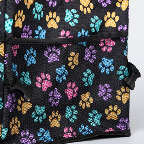 Collapsible Paw Print Car Trunk Organizer with 6 Pockets Truck SUV and Sedan Caddy With Compartment Vehicle Storage Container (Argyle Paws) - view 6