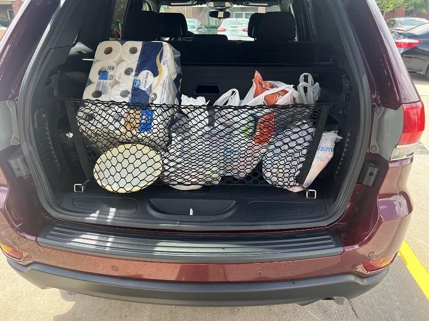 Rear Trunk Organizer Cargo Net for Jeep Grand Cherokee 2011-2021 – Envelope Style Cargo Net for SUV – Premium Mesh Elastic Car Trunk Organizer – Compatible with Grand Cherokee - view 4