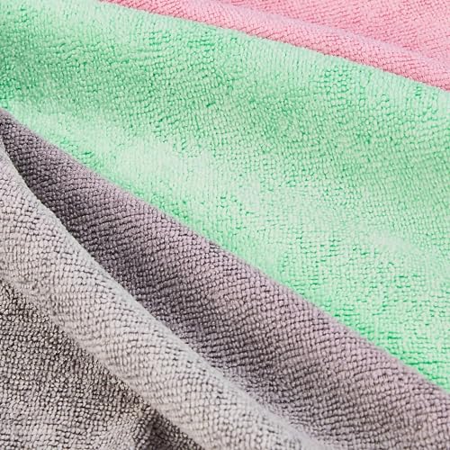 Microfiber Cleaning Cloths, Ultra-Soft and Highly Absorbent, Streak-Free, Lint-Free, Scratch-Free, Washable, for Car Detailing and Glass Cleaning, 16" x 12", Green/Gray/Pink, 24-Pack - view 3