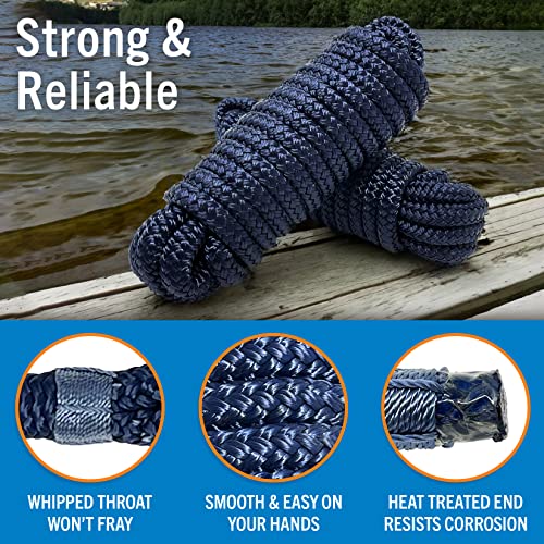Dock Lines for Boats 3/8" x 15ft, 2 Pack Double Braided Nylon Boat Rope - view 4