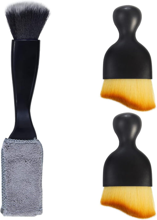 3 PCS car interior detail dust brush, soft car interior detailing kit tools, dash duster brush for auto, truck, SUV, RV interior cleaning