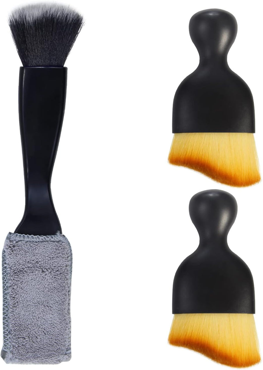 3 PCS car interior detail dust brush, soft car interior detailing kit tools, dash duster brush for auto, truck, SUV, RV interior cleaning