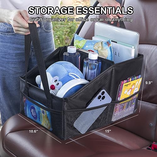 Front-Back Seat Car Organizer Box - Portable Passenger Seat Organizer, Odorless Fabric Car Seat Organizer, Universal Foldable Auto Seat Storage Caddy for Kids & Adults Road Trip Essentials (Black) - view 6