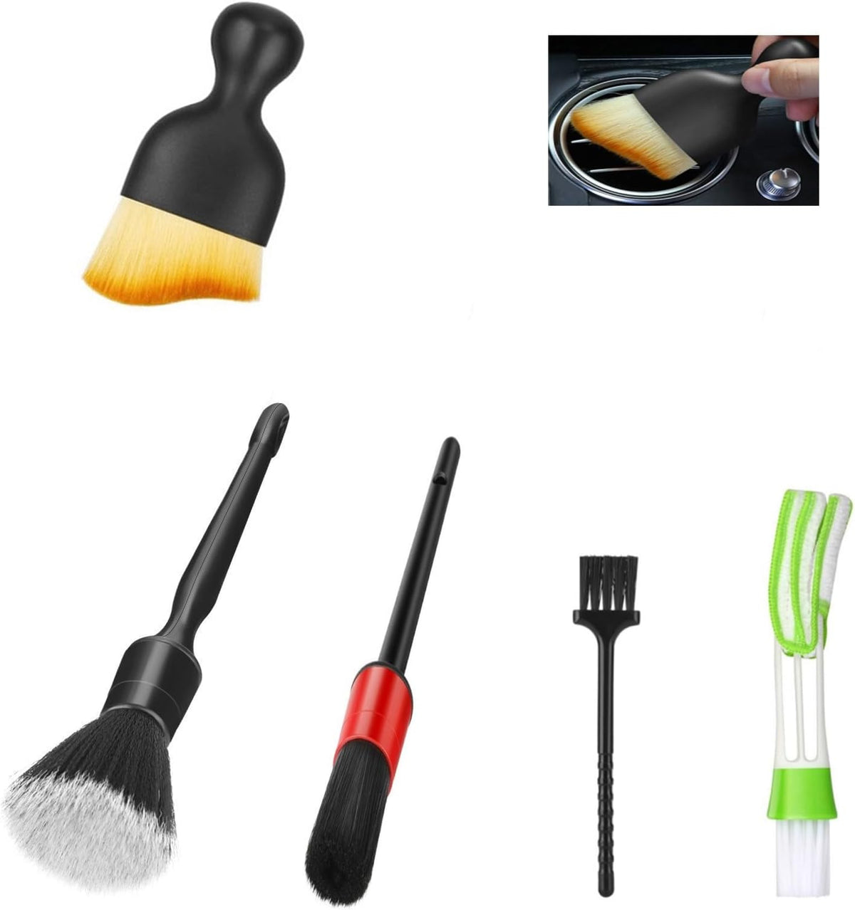 Car Interior Duster Detail Brushes, Soft Bristles Brush | Car Accessories for Cleaning Dashboard Air Vent Crevice, Detailing Dusting Tool Kit for Auto Truck SUV RV