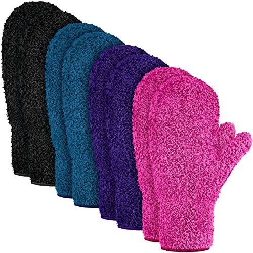 4 Pair Microfiber Dust Mitt, Black, Purple, Rose Red, Dark Blue