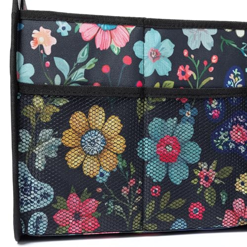 Paws Car Trunk Organizer Foldable Storage Bin with Handles Non Slip Base Pet Gear Travel Tote for SUV Truck (Floral Pawscape) - view 4