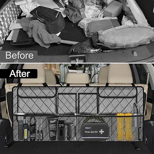 Car Trunk Organizer, Large Capacity Backseat Trunk Organizer (42"*18"), Collapsible Car Storage Bag with 8 Pockets, SUV/MPV/Truck - Grey - view 6