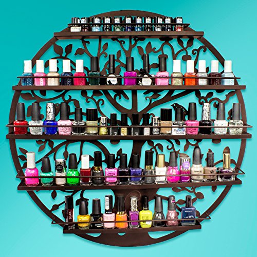 Nail Polish Wall Rack, 5-Tier Metal Display, Wall Mounted (Bronze) - view 4