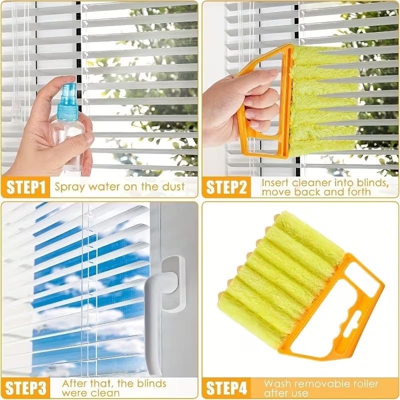 2pcs Microfibers Washable Window Cleaning Brushes for Effortless Dust Collection and Blinds Cleaning, Yellow - view 6