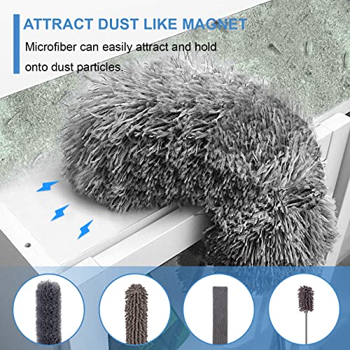 Upgraded Dusters for Cleaning (6pcs), Ceiling Fan Duster with 100" Thickened Extension Pole, Extendable Long Microfiber Duster for High Ceilings, Reusable & Washable Dusting Wand - view 4