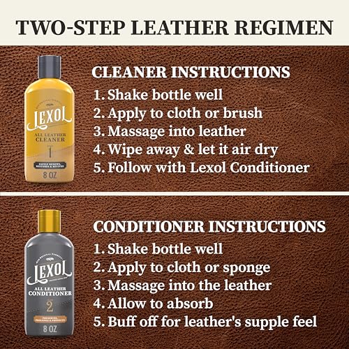 Leather Cleaner and Conditioner Kit for Furniture Car Interiors Shoes Handbags, Leather Cleaner and Conditioner Two-Step System with 2 sponges, 8 oz Each - view 3