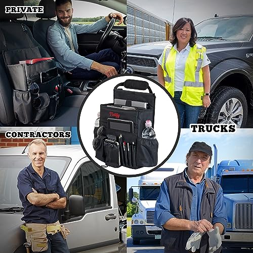 Car Front Seat Organizer [2025 UPDATED] with Dedicated Tablet and Laptop Storage Stabilizing Side Straps Soft Adjustable Shoulder Strap and Hardened Buckles Your Office Away from Office. - view 4