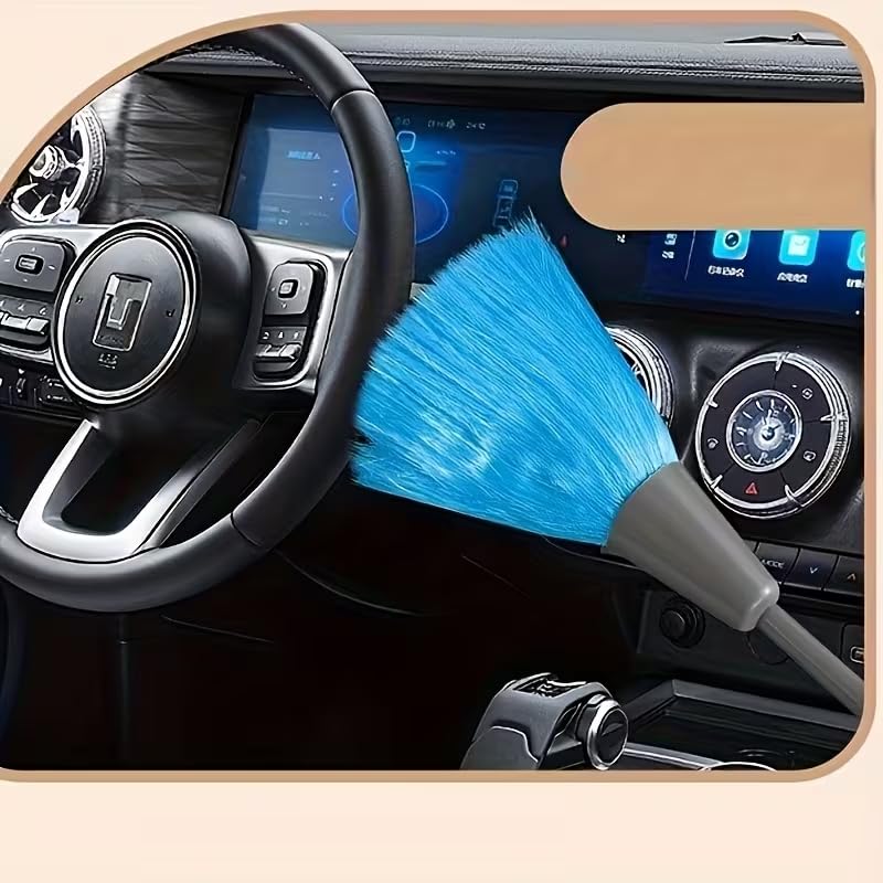 Fluffy Microfiber Cleaning Brush, Electrostatic Feather Duster, Washable Dust Remover for Laptop Keyboard Screen Books Sofas Cars Furniture, Blue/Green/Pink Random Color - view 3