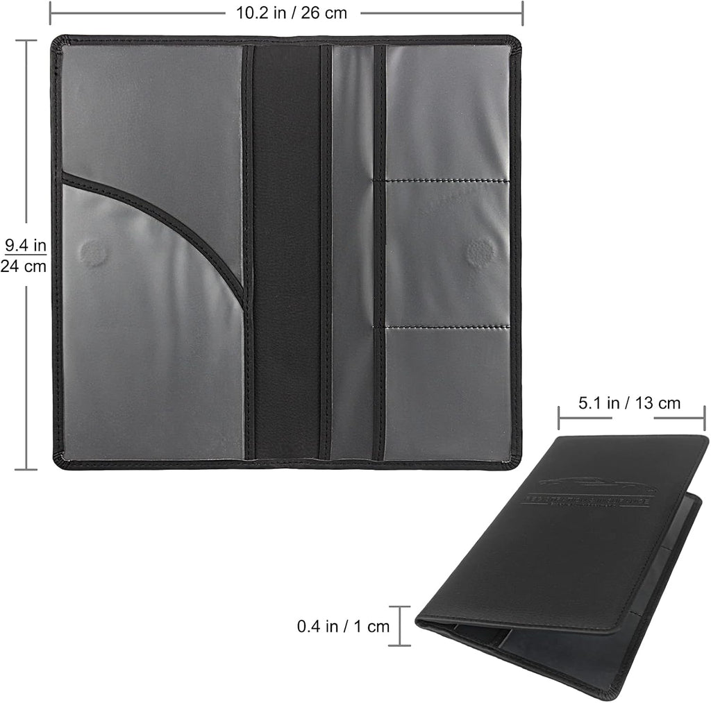 Premium Car Registration & Insurance Card Holder, Black | Vehicle Glove Box Organizer, Magnetic Closure Car Document Holder, For Insurance, Cards, License, Women & Men - view 2