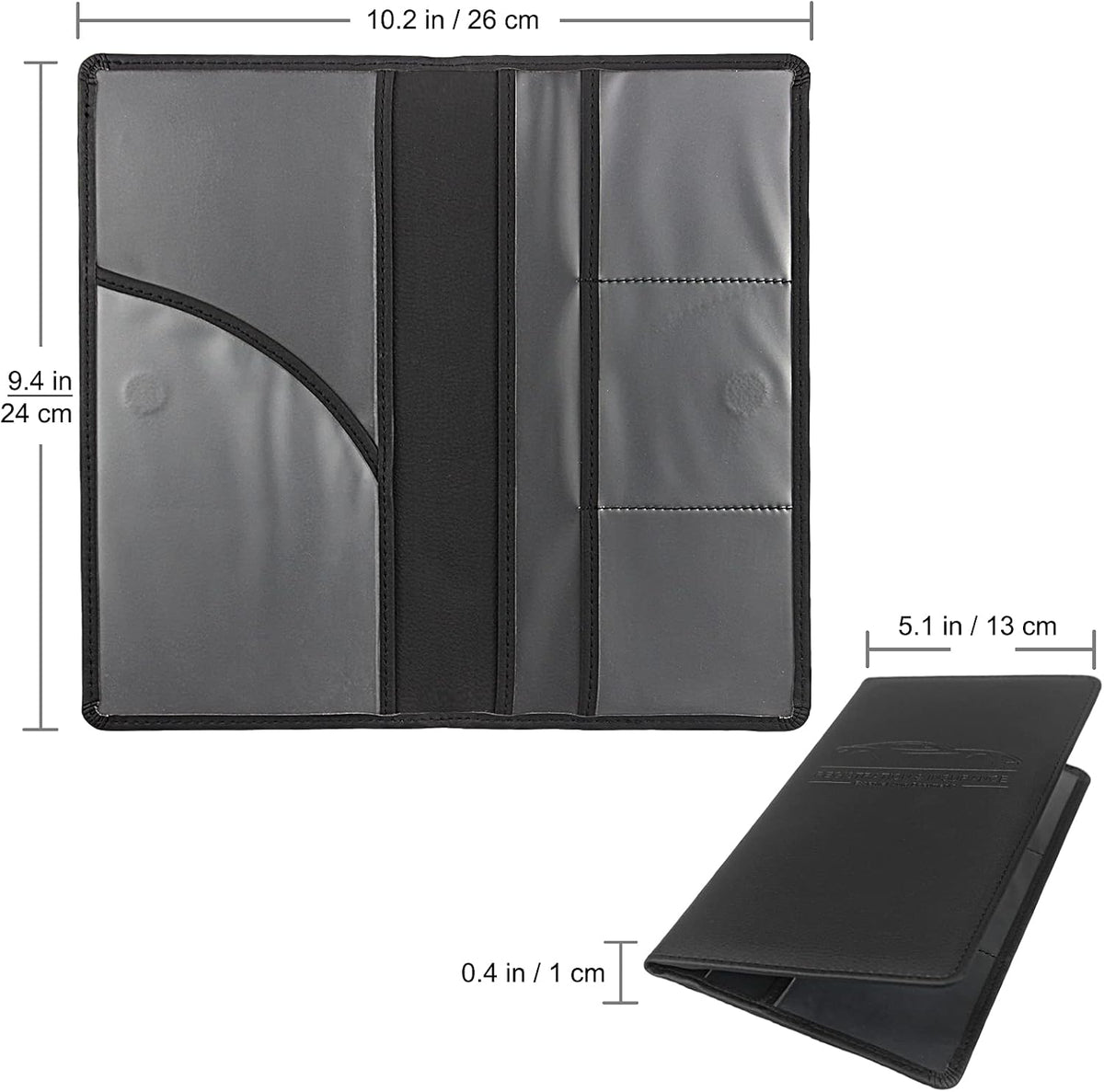 Premium Car Registration & Insurance Card Holder, Black | Vehicle Glove Box Organizer, Magnetic Closure Car Document Holder, For Insurance, Cards, License, Women & Men - view 2