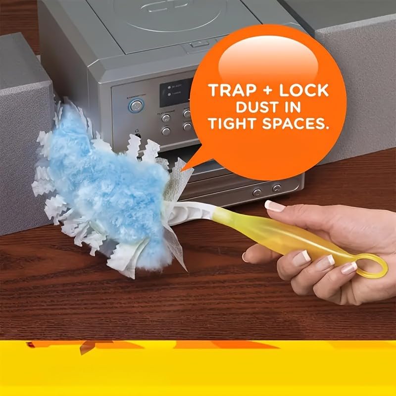 10 Pcs Duster Refills with 1 Yellow Handle, Dusting Wand 4 x 7 in with Replaceable Heads, Cleaning Duster for Home Use - view 5