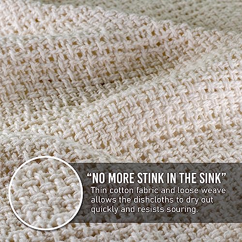 Old Fashion 100% Cotton Dishcloths - Set of 4 Mixed Colors - 4 Natural -11" x 11" - view 2